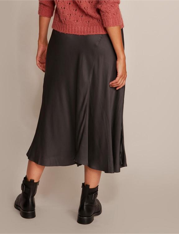 Satin Midi Skirt In Grey - Grijs