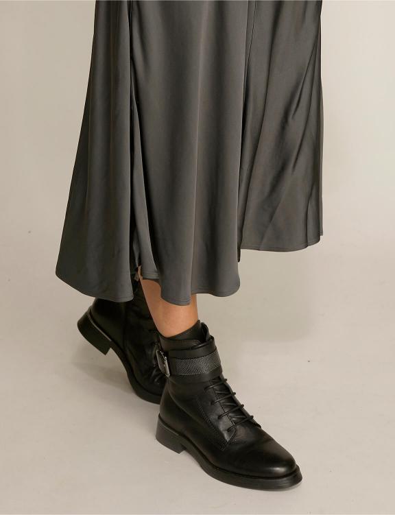 Satin Midi Skirt In Grey - Grijs