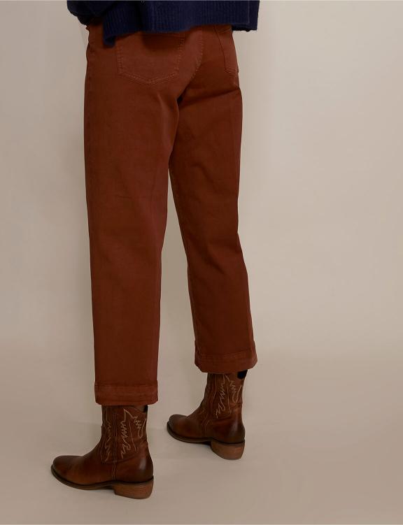 Wide Cotton Cropped Pants In Brown - Bruin