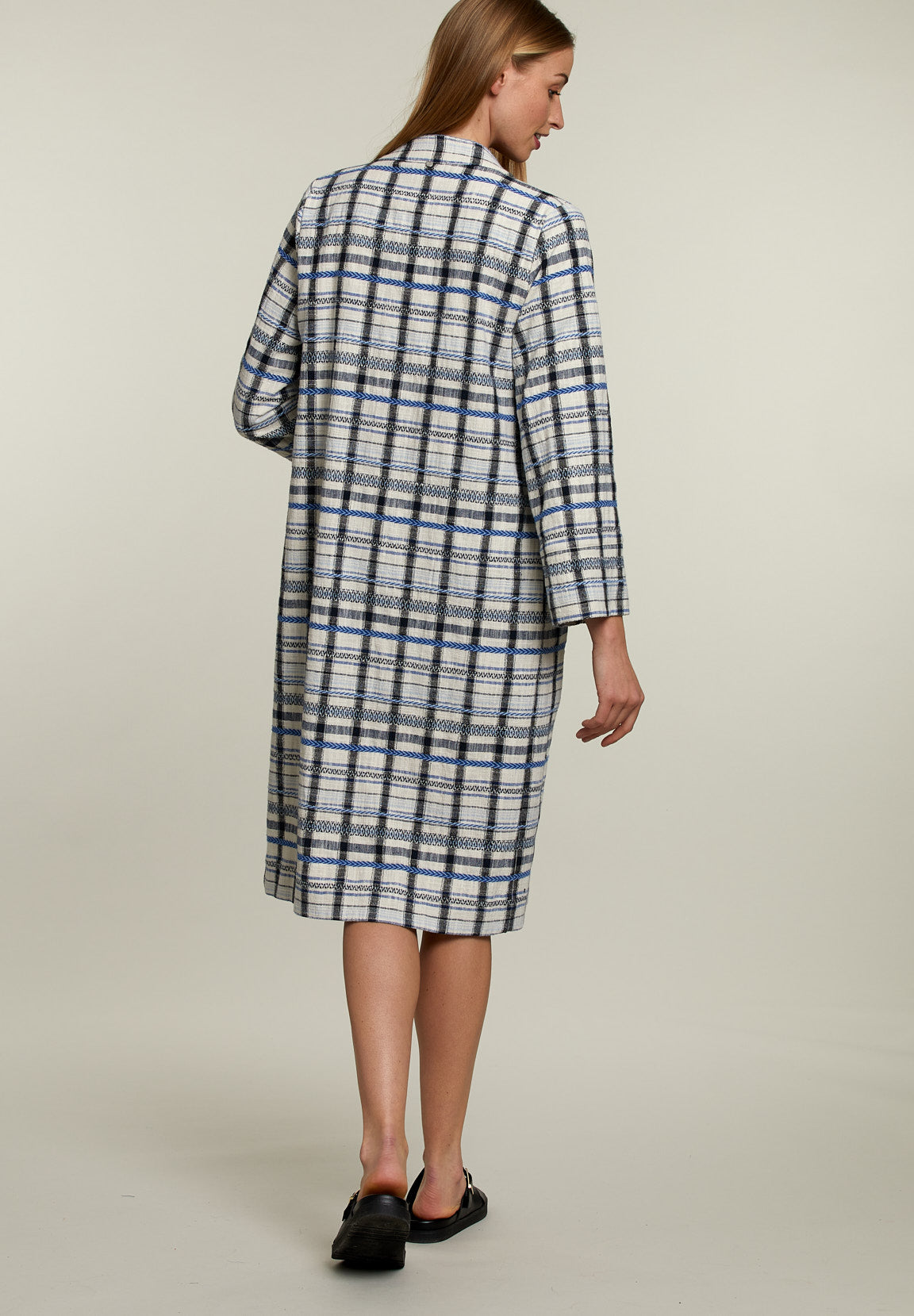 Multicolor Checked Kimono - Blue