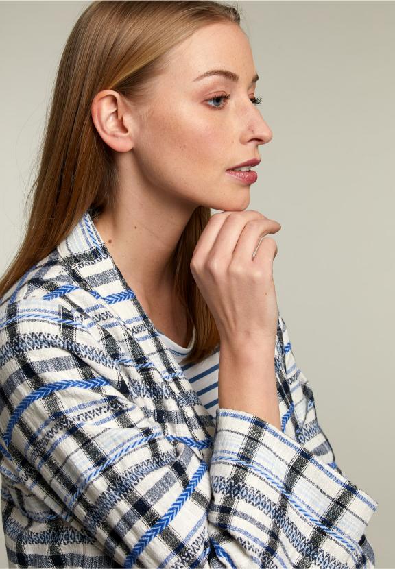 Multicolor Checked Kimono - Blauw