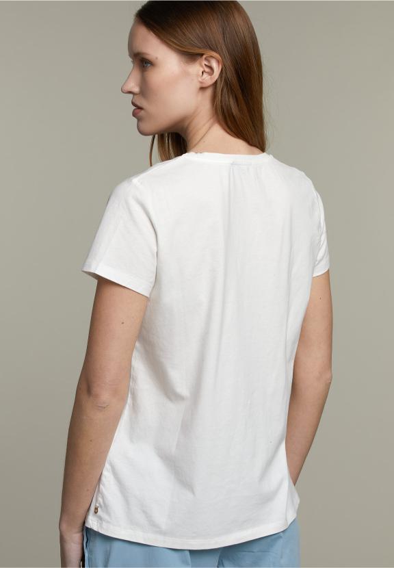 Off White Round Neck T-Shirt - Blanc