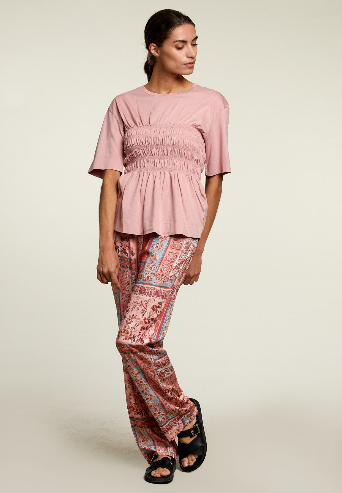 Pink Smock Cotton T-Shirt - Pink