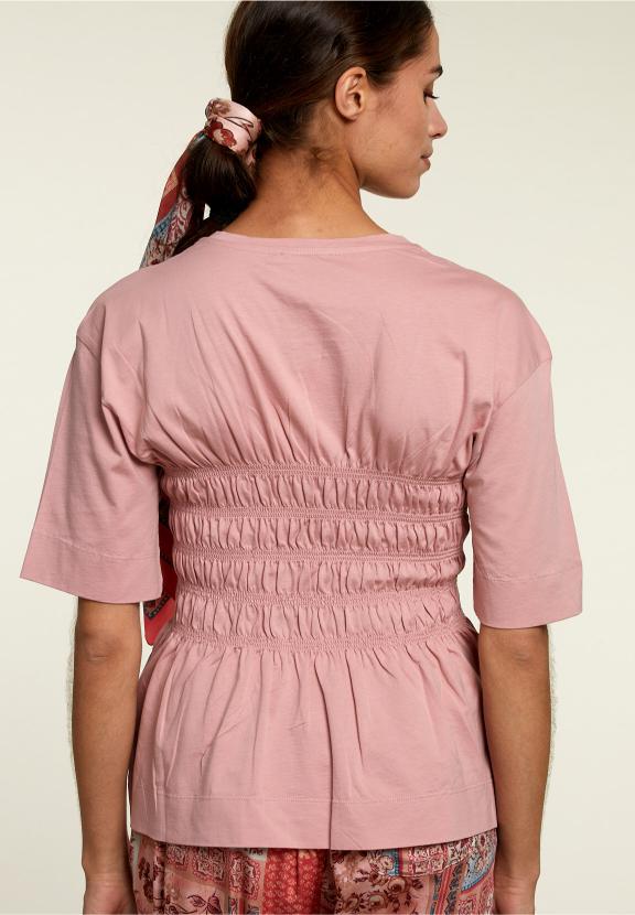 Pink Smock Cotton T-Shirt - Roze