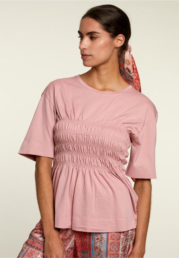 Pink Smock Cotton T-Shirt - Roze