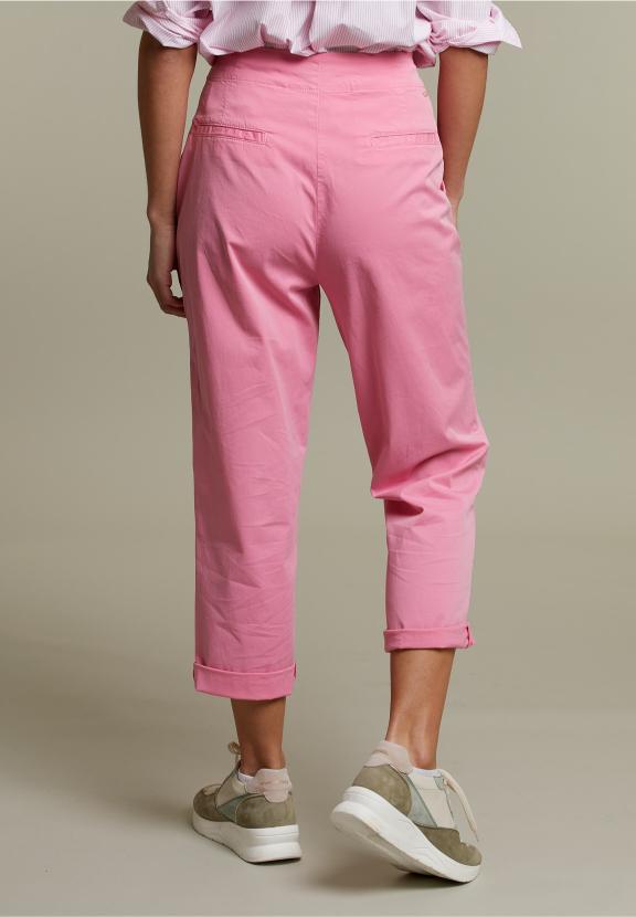 Pink Cropped Cotton Pants - Roze