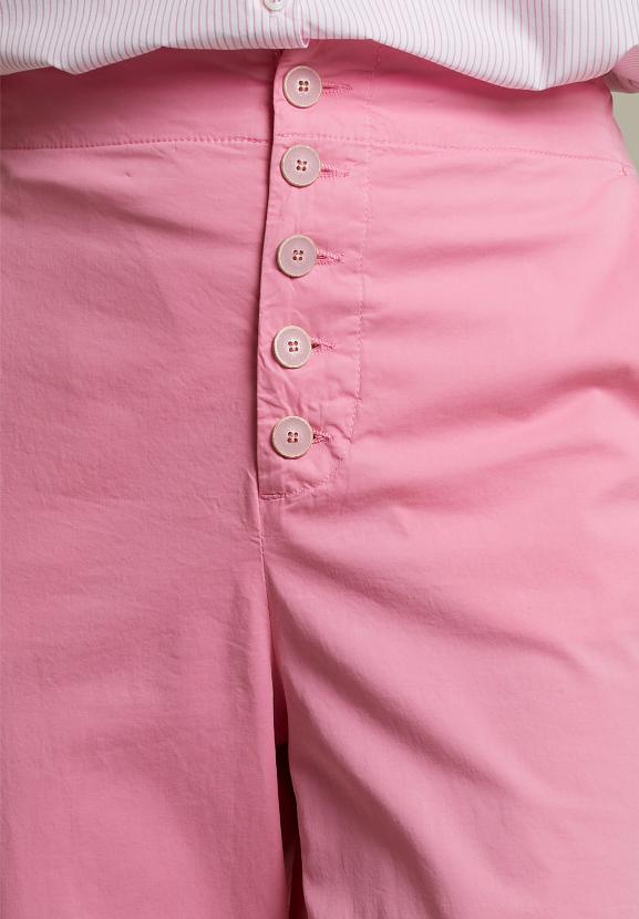 Pink Cropped Cotton Pants - Roze