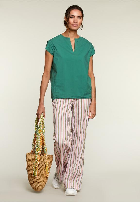 Green Loose Cap Sleeves Shirt - Groen