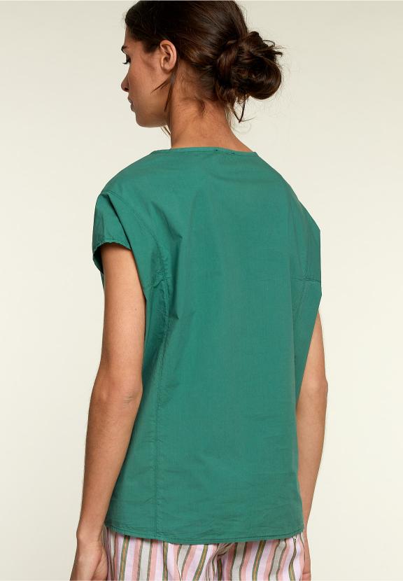 Green Loose Cap Sleeves Shirt - Groen