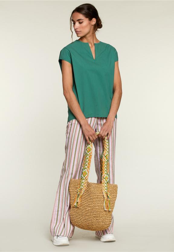 Green Loose Cap Sleeves Shirt - Groen