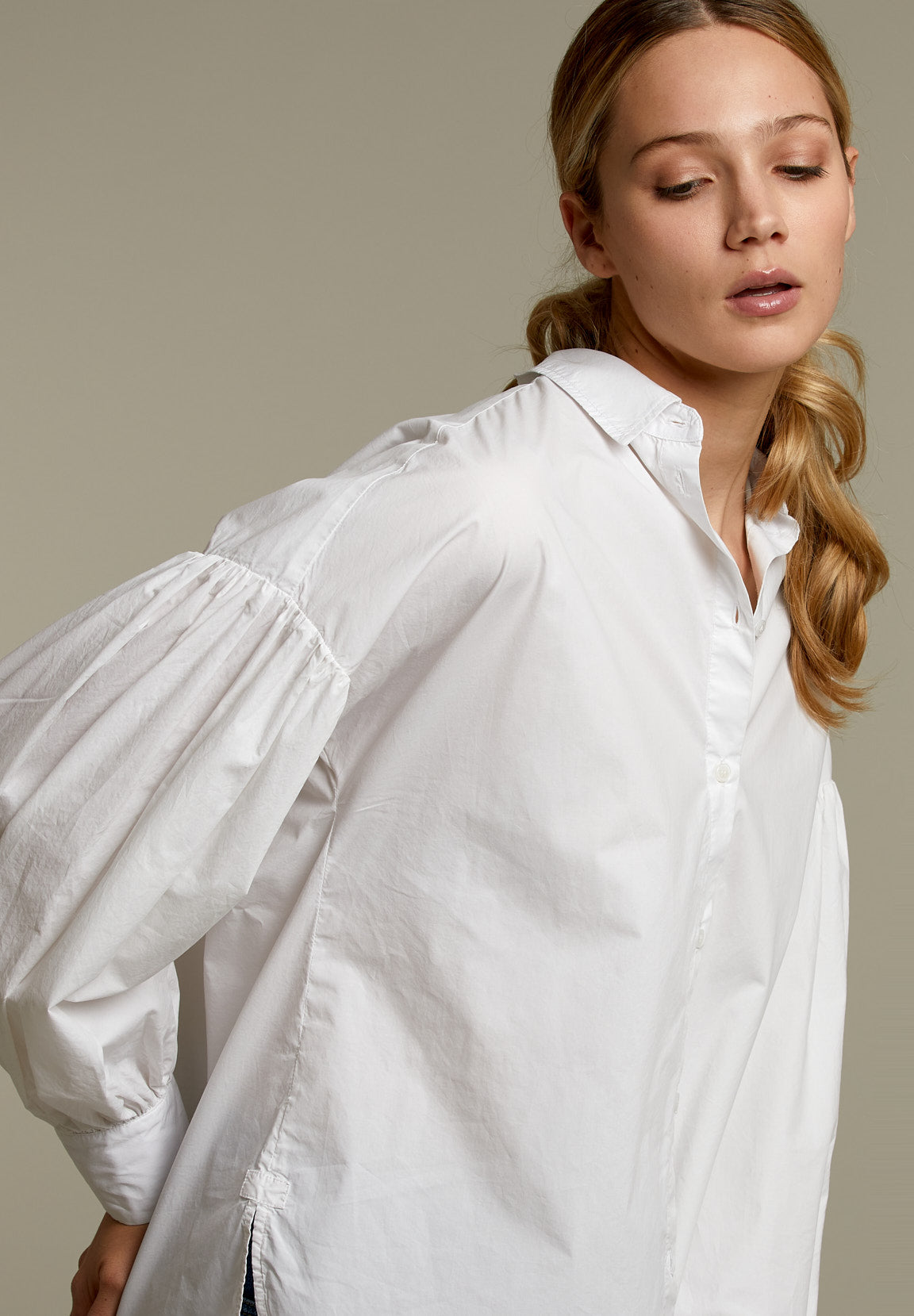 Off White Balloon Sleeves Shirt - White - W