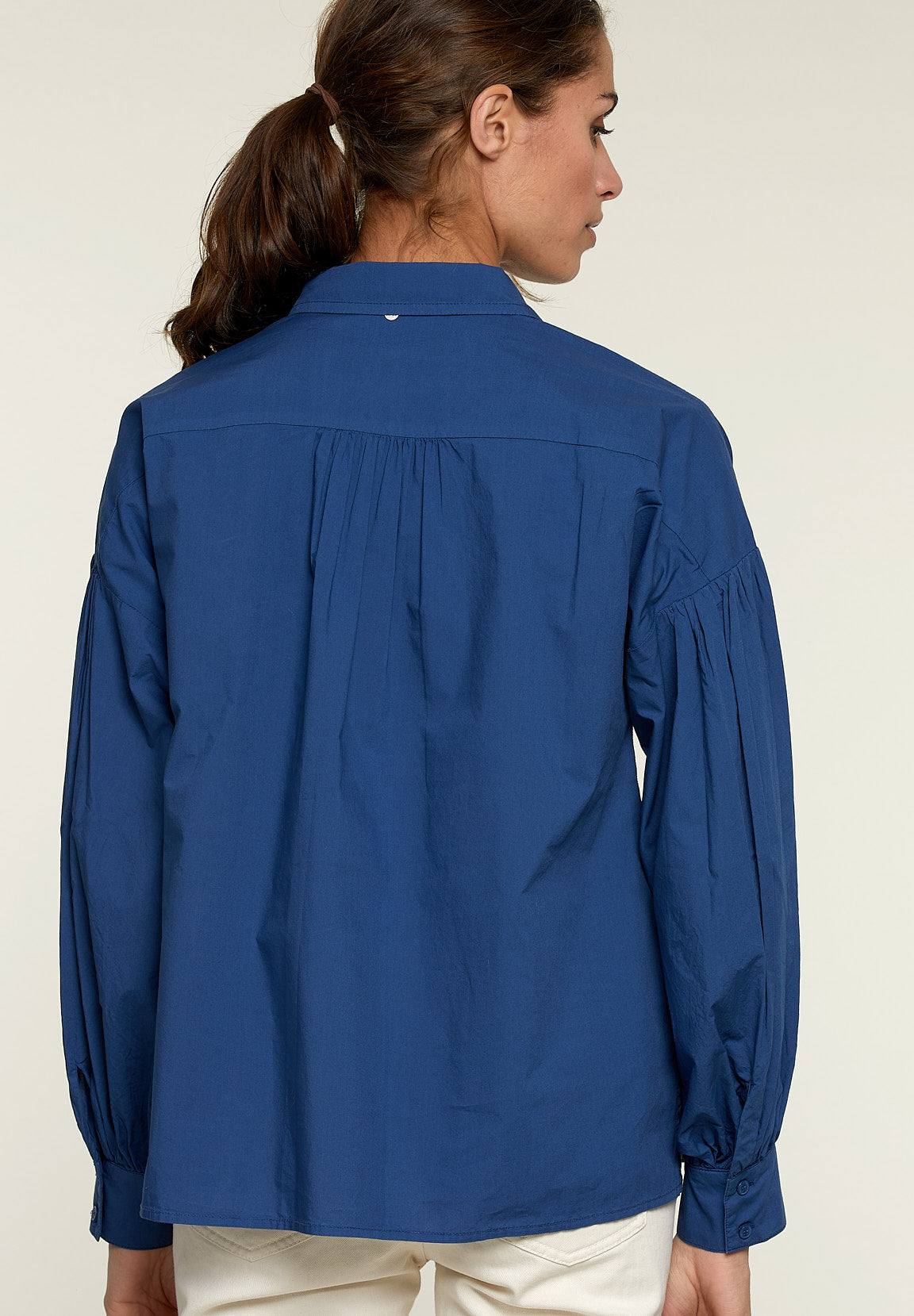 Blue Balloon Sleeves Shirt - Blue - W