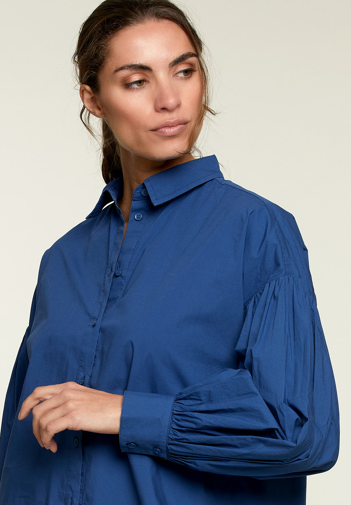 Blue Balloon Sleeves Shirt - Blue - W