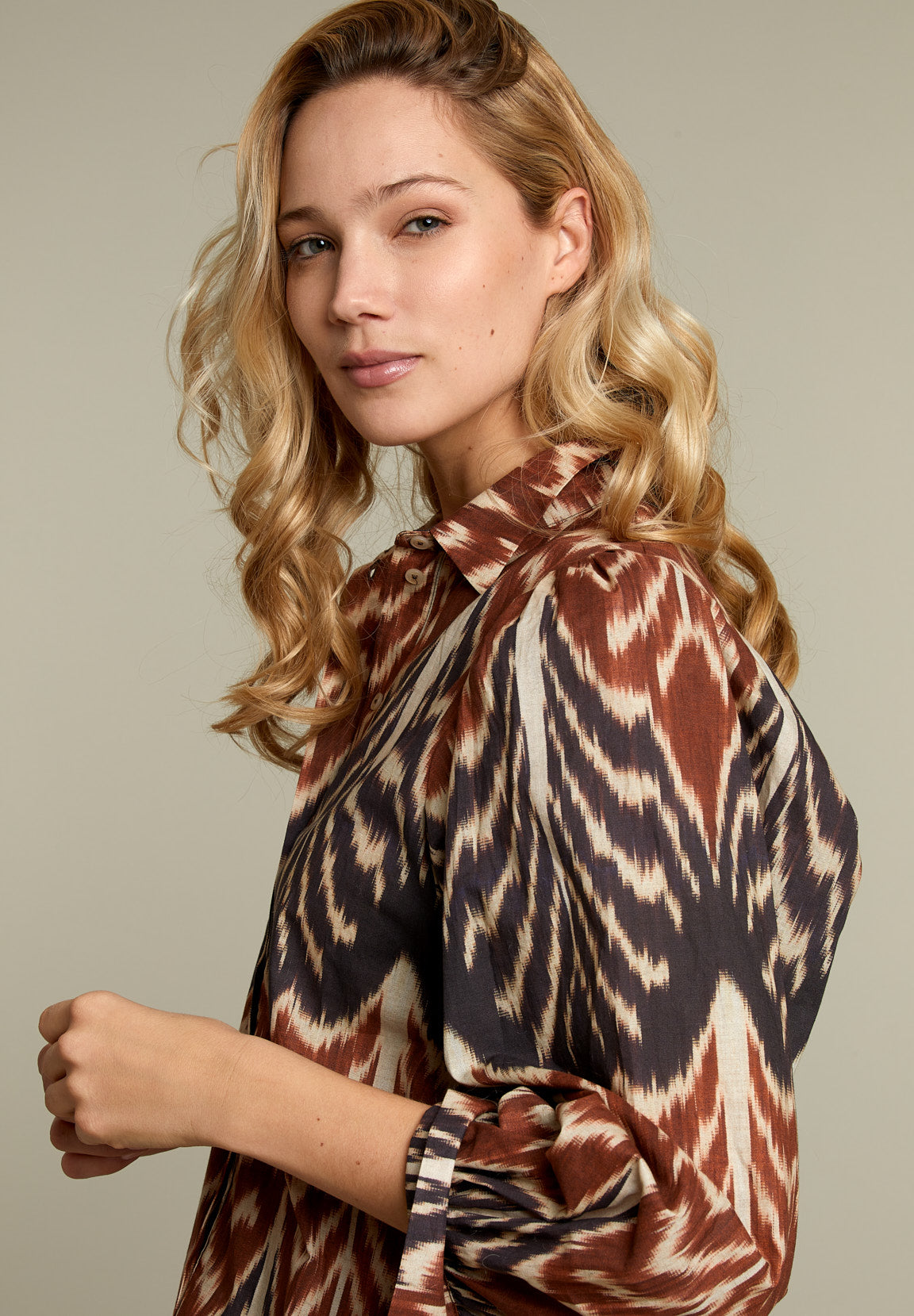 Multicolor Balloon Sleeves Shirt - Multi