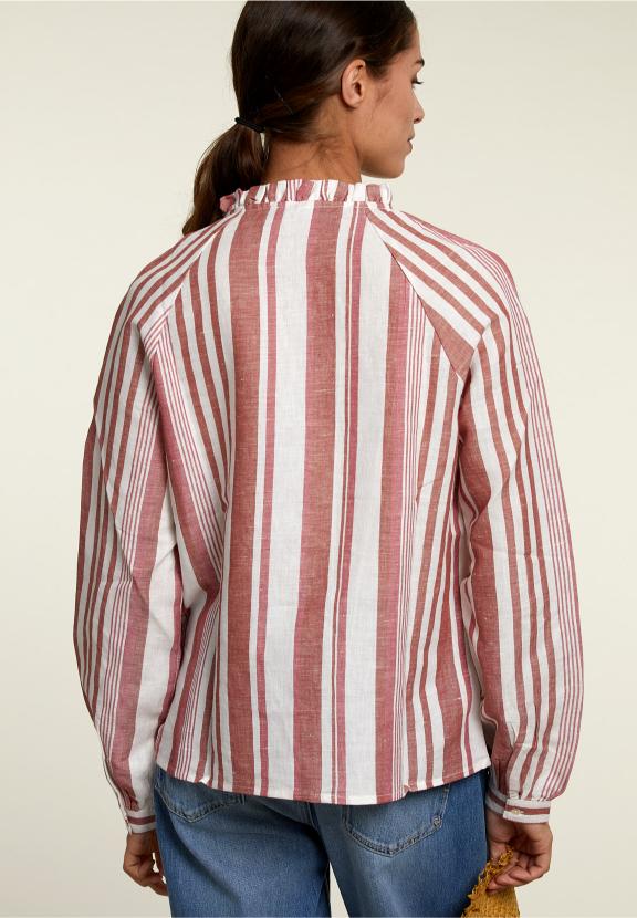 Red/White Striped Shirt With Tassels - Roze