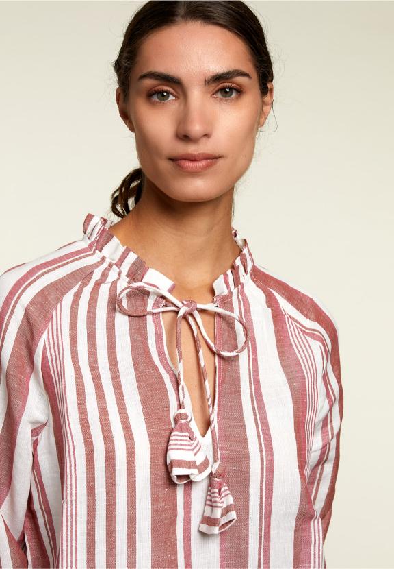 Red/White Striped Shirt With Tassels - Roze