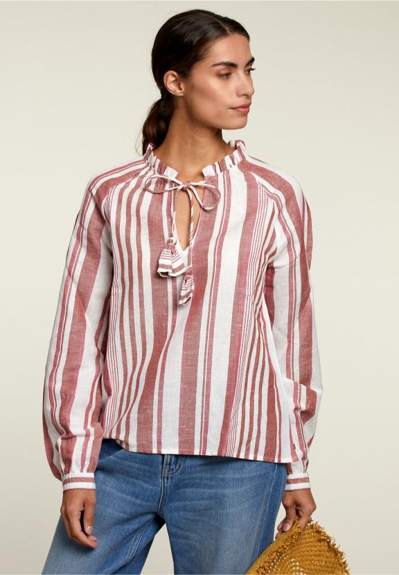Red/White Striped Shirt With Tassels - Roze