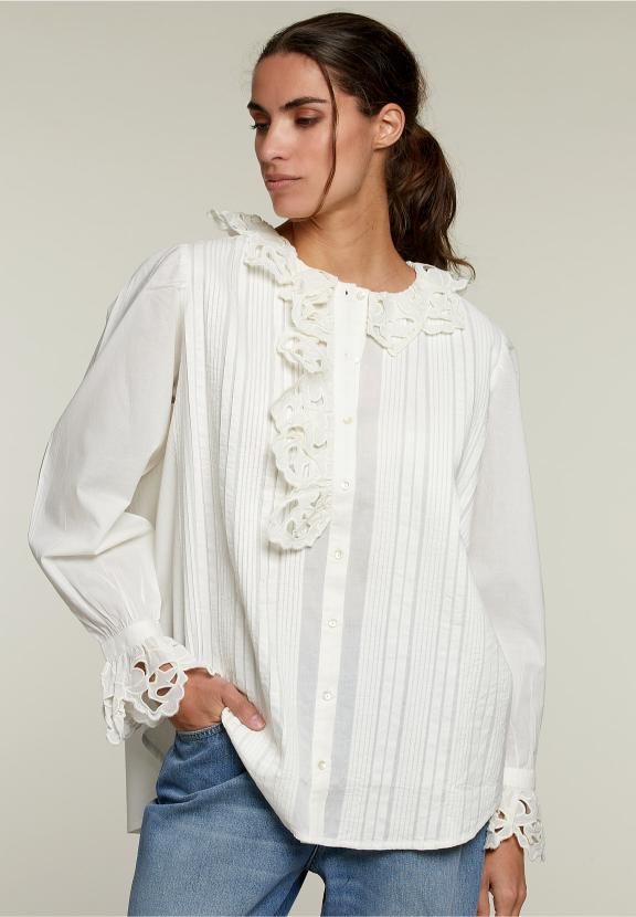 Off White Lace Shirt - Wit