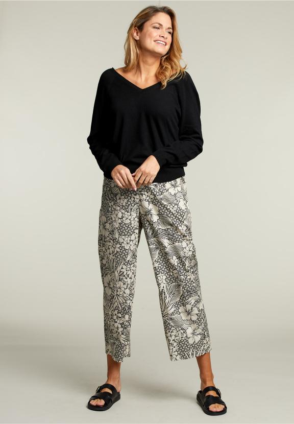 Black Deep V-Neck And V-Back Pullover - Noir