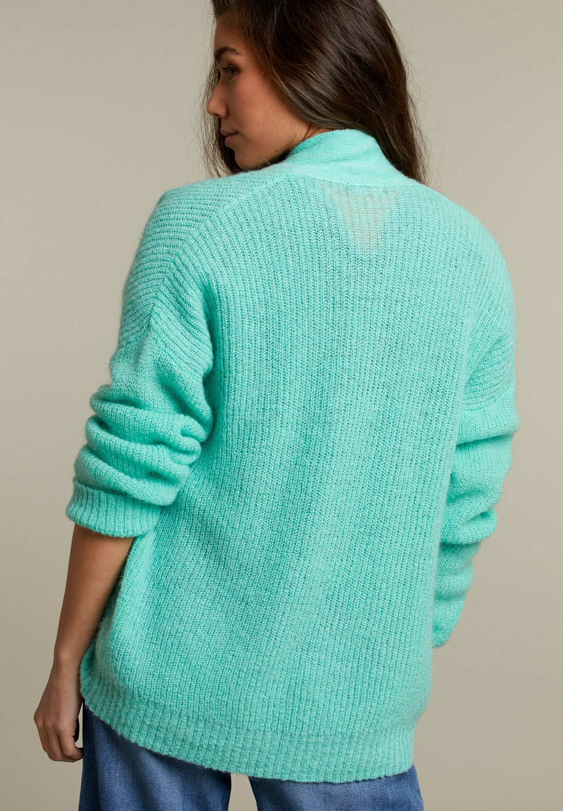 Green V-Neck Cardigan - Green