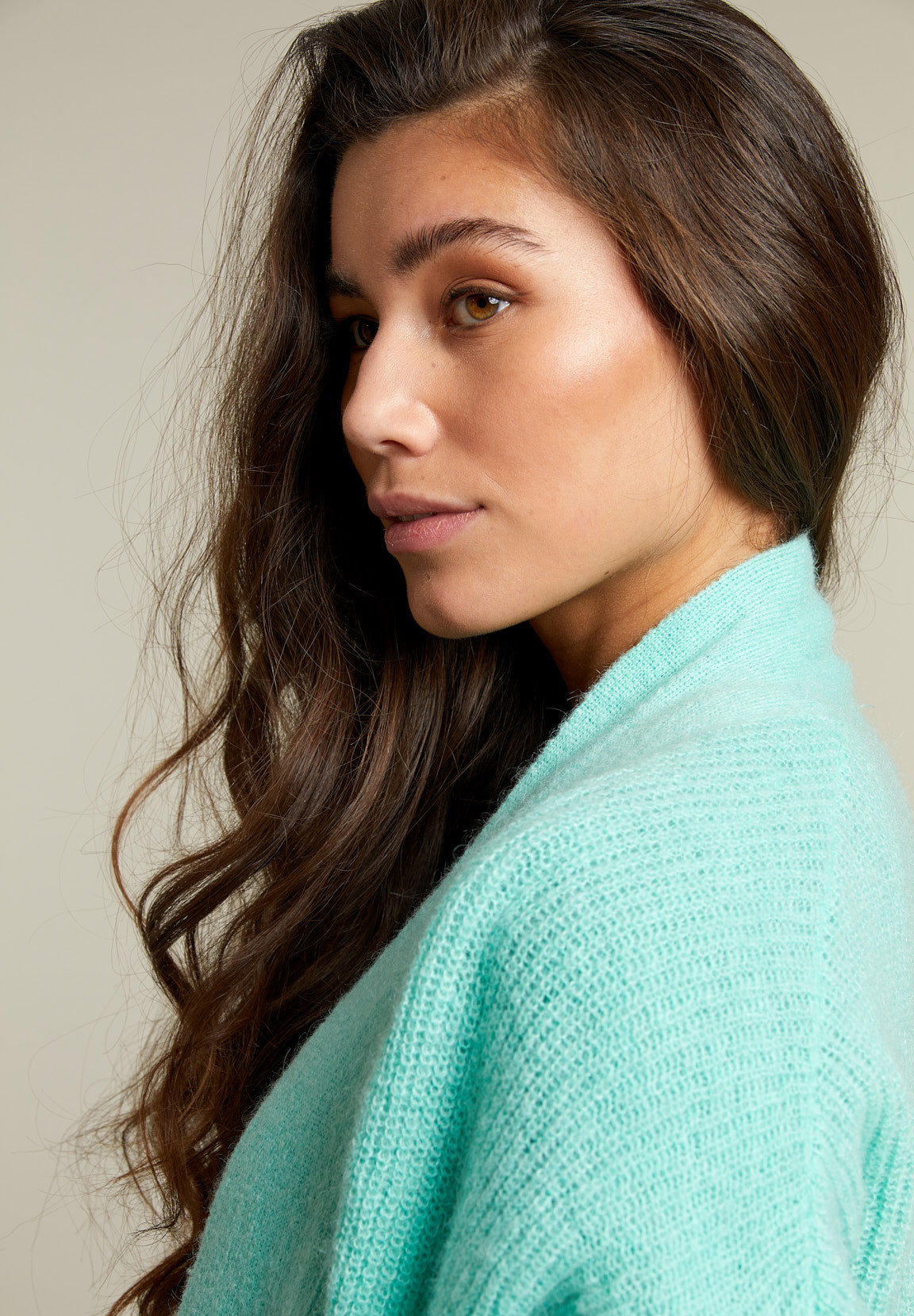 Green V-Neck Cardigan - Green