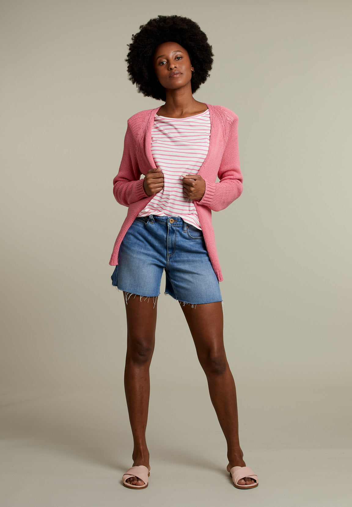 Pink Cotton Cardigan - Pink - W