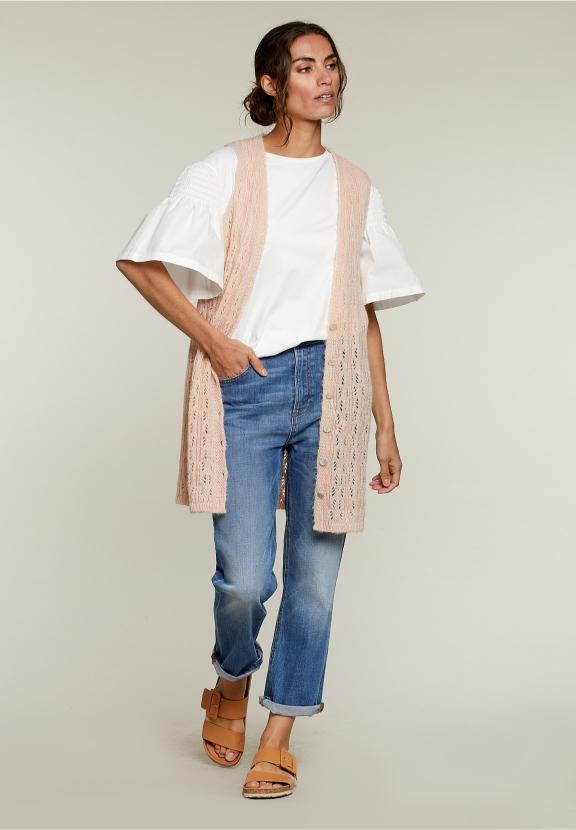 Pink Long Ajour Spencer - Roze