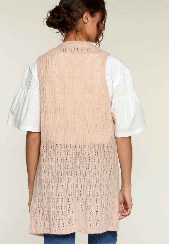 Pink Long Ajour Spencer - Roze