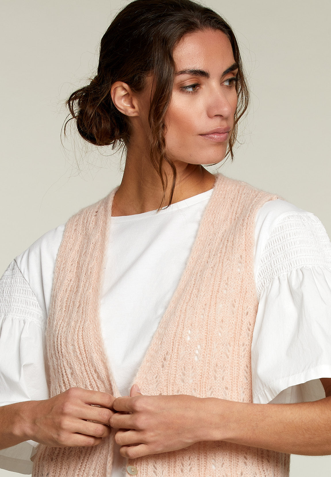 Pink Long Ajour Spencer - Pink - W