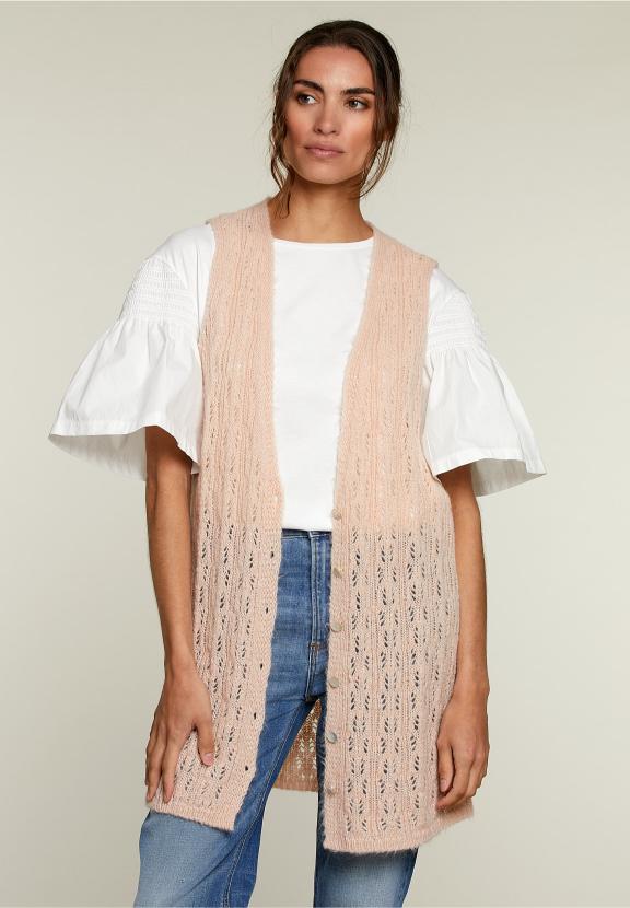 Pink Long Ajour Spencer - Roze