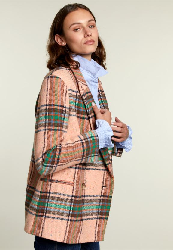 Multi Checked Blazer 4 Buttons - Multi