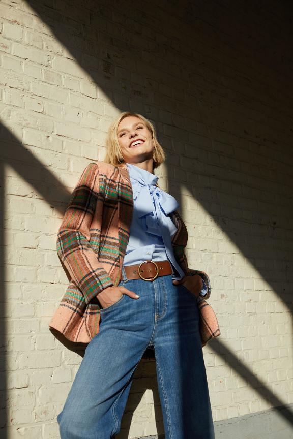 Multi Checked Blazer 4 Buttons - Meervoudig