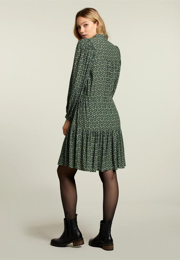 Groene Fantasie V-Hals Jurk - Bruin - W