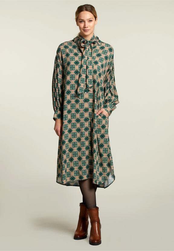 Multi Fantasy Balloon Sleeves Dress - Vert