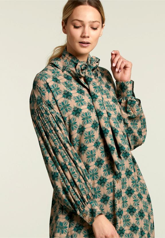 Multi Fantasy Balloon Sleeves Dress - Groen