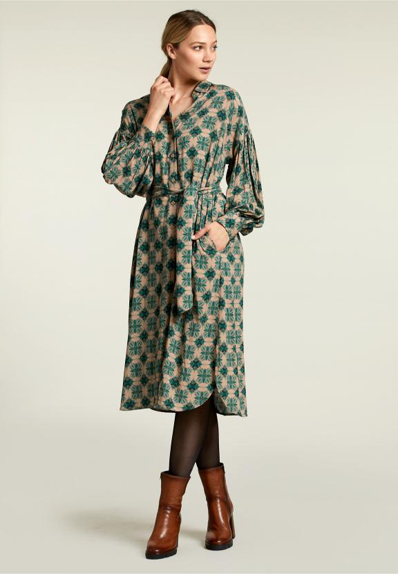 Multi Fantasy Balloon Sleeves Dress - Groen