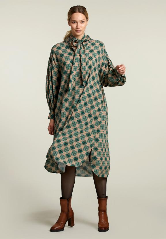 Multi Fantasy Balloon Sleeves Dress - Groen