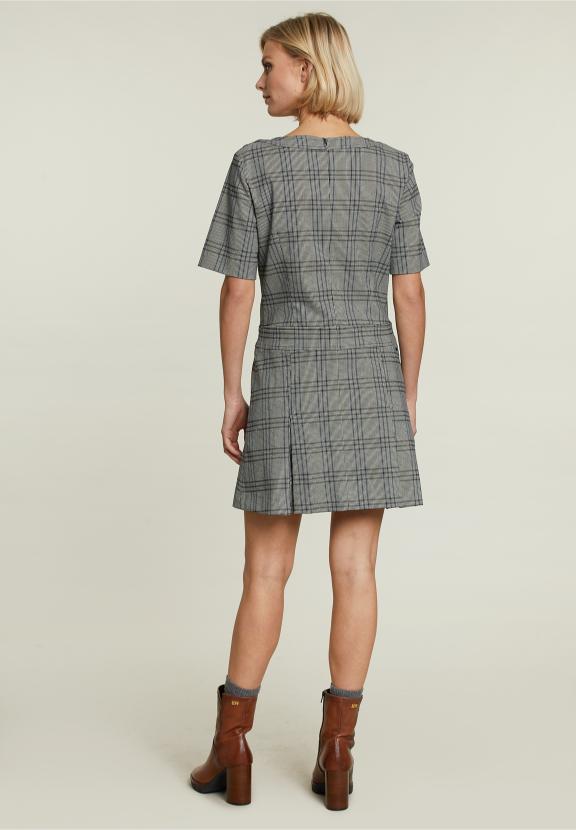 Grey Short Dress Applied Pockets - Zwart