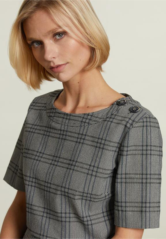 Grey Short Dress Applied Pockets - Zwart