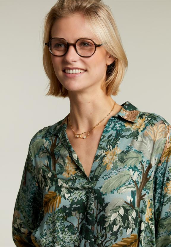 Multi Fantasy Dress With Buttons - Groen