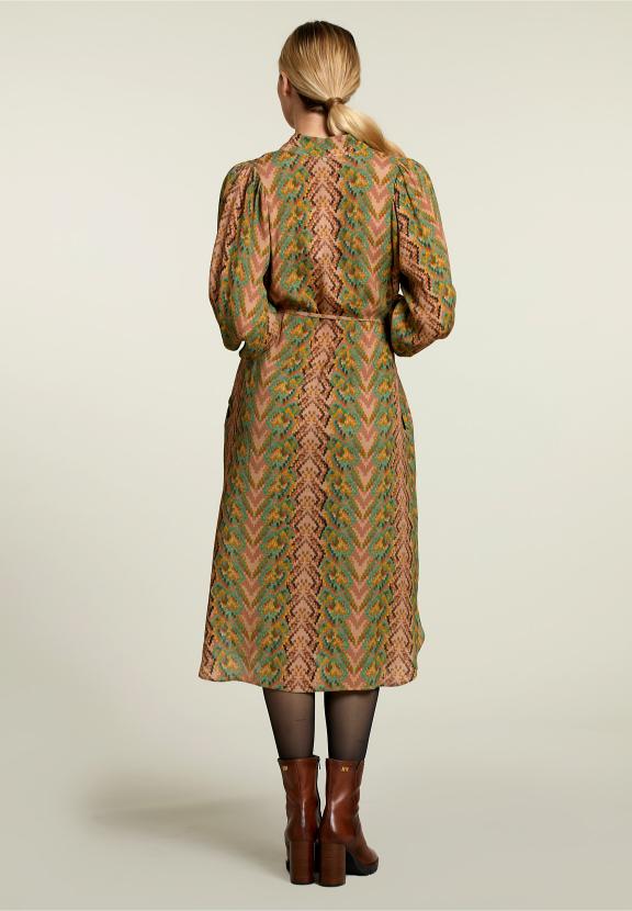 Multi Fantasy V-Neck Dress - Marron