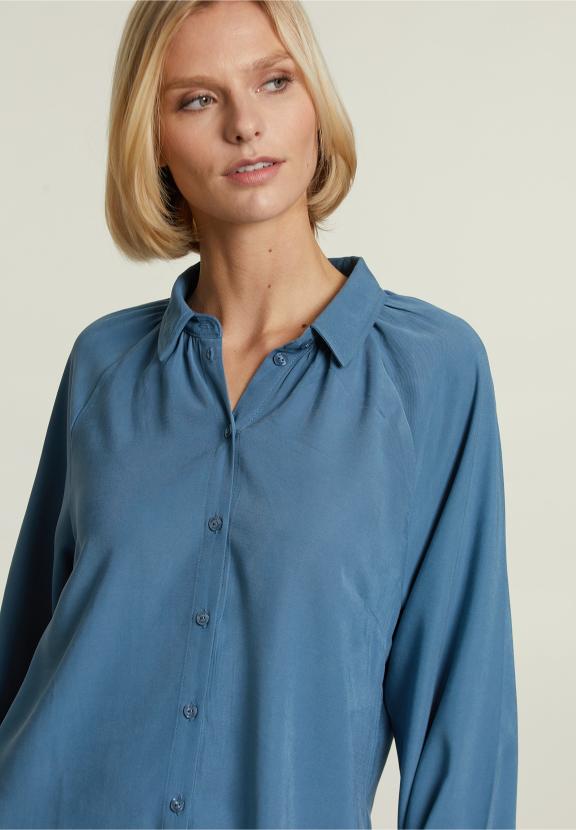 Blue Uni Dress With Buttons - Blauw