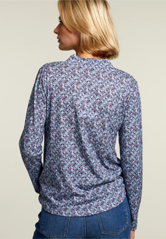 Blauw/Paarse V-Hals T-Shirt - W