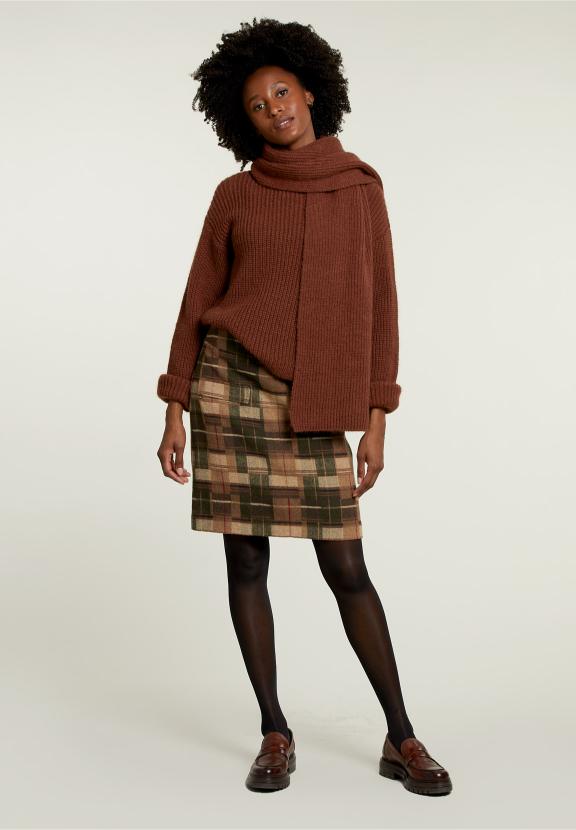 Brown Checked Short Skirt - Bruin