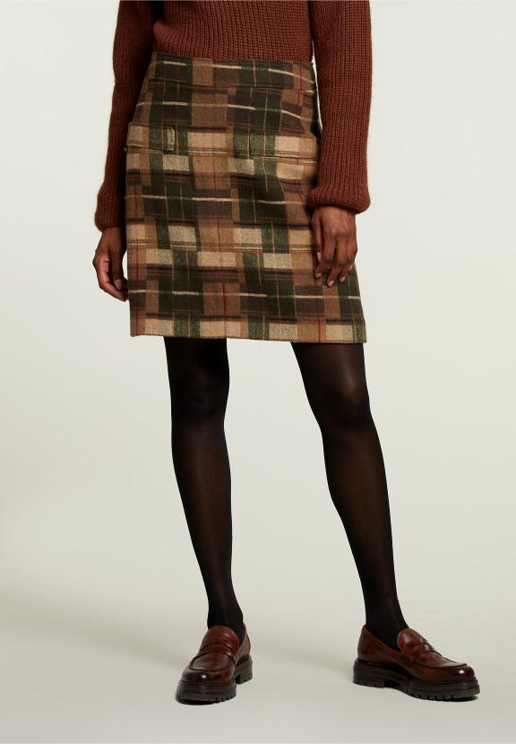 Brown Checked Short Skirt - Bruin
