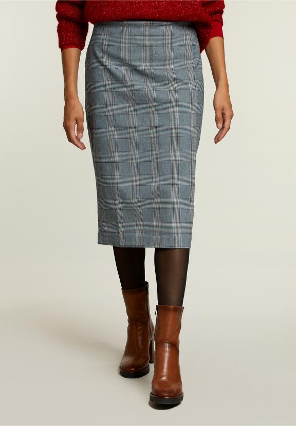 Multi Checked Midi Skirt - Blauw