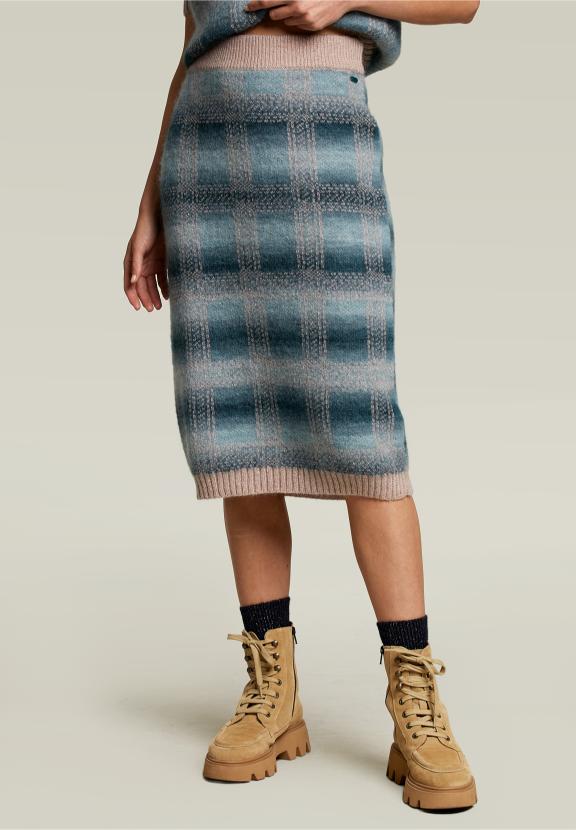 Multi Knitted Jacquard Midi Skirt - Groen