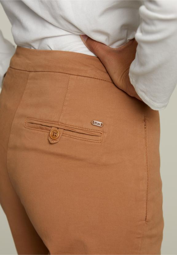 Bruine Hoog Getailleerde Broek Met Paspelzakken - W