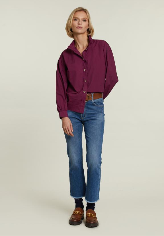 Purple Blouse Ruffle Collar - Violet