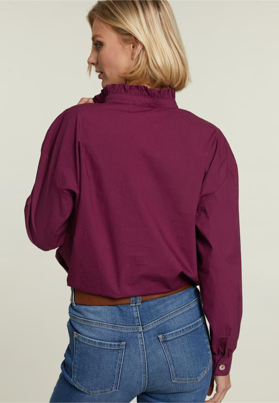 Paarse Blouse Met Rucheskraag - W